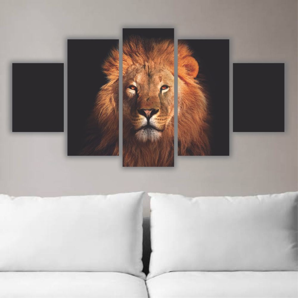 Quadro decorativo Leão de Judá Face Moderno Dourado - Quadros Decorativos para Sala | Display de Festa Infantil