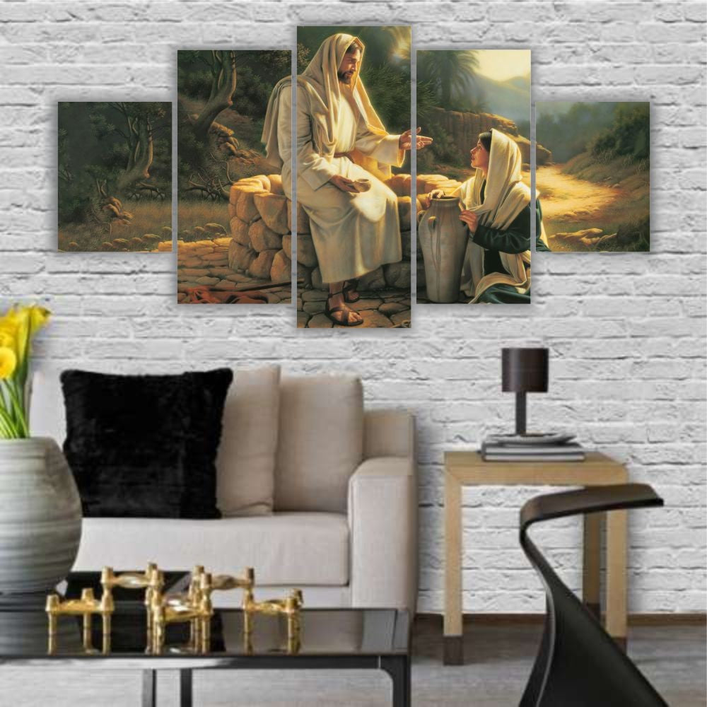 Quadro decorativo Encontro de Jesus Cristo e a Samaritana à beira do poço - Quadros Decorativos para Sala | Display de Festa Infantil