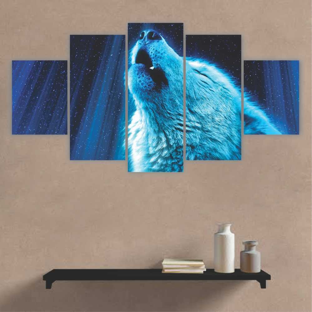 Quadro decorativo Lobo no Universo - Quadros Decorativos para Sala | Display de Festa Infantil
