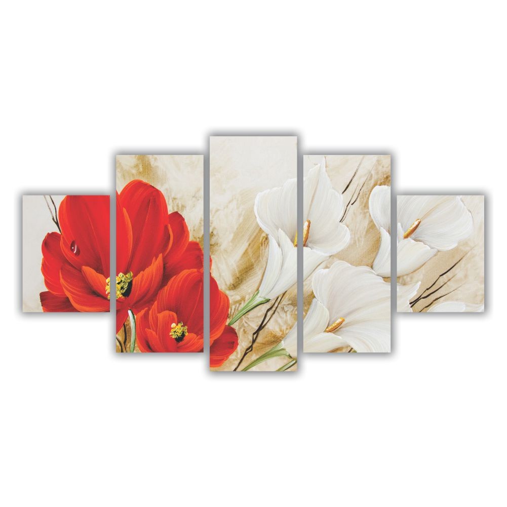 Quadro decorativo Floral Copo de Leite + Flor Vemelha - Quadros Decorativos para Sala | Display de Festa Infantil