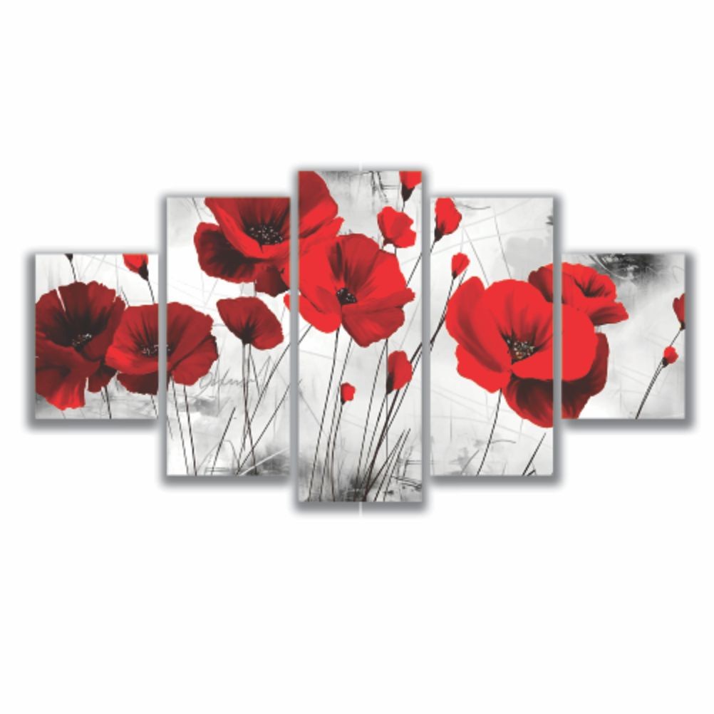 Quadros Decorativos Sala Quarto Flor Papoula Vermelha - Quadros Decorativos para Sala | Display de Festa Infantil