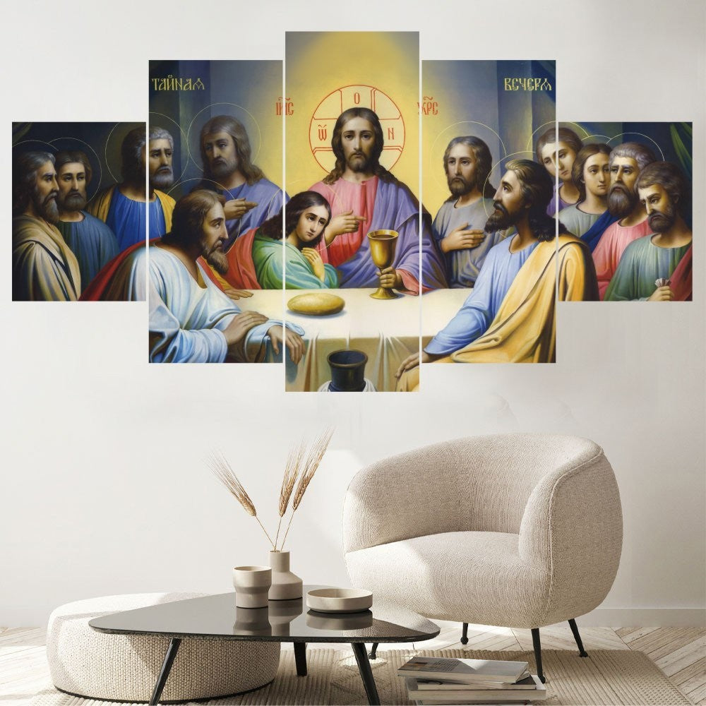 Quadro Decorativo Mosaico Santa Ceia Santo Graal - Quadros Decorativos para Sala | Display de Festa Infantil