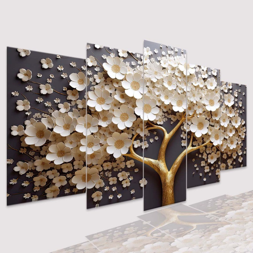 Quadro Decorativo Mosaico Árvore Papel e Haste Dourada - Quadros Decorativos para Sala | Display de Festa Infantil