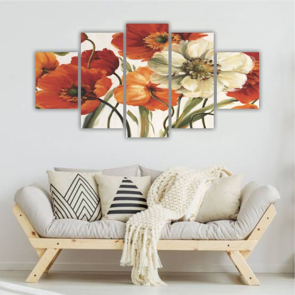 Quadro decorativo Floral Flores de Outono Laranja - Quadros Decorativos para Sala | Display de Festa Infantil