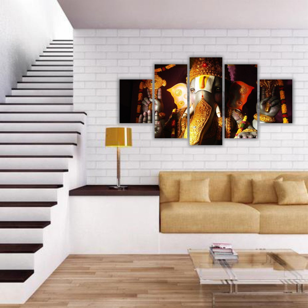 Quadros Decorativos Mosaico Mdf Lord Ganesha Faces Sala Quarto 115x60cm - Quadros Decorativos para Sala | Display de Festa Infantil