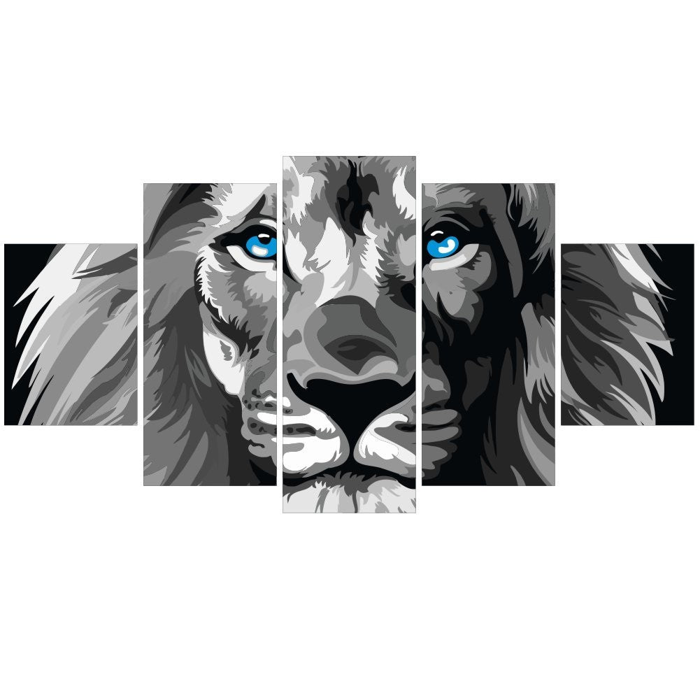 Quadros Decorativos Sala Leão De Judá CINZA - Olho Azul - Quadros Decorativos para Sala | Display de Festa Infantil