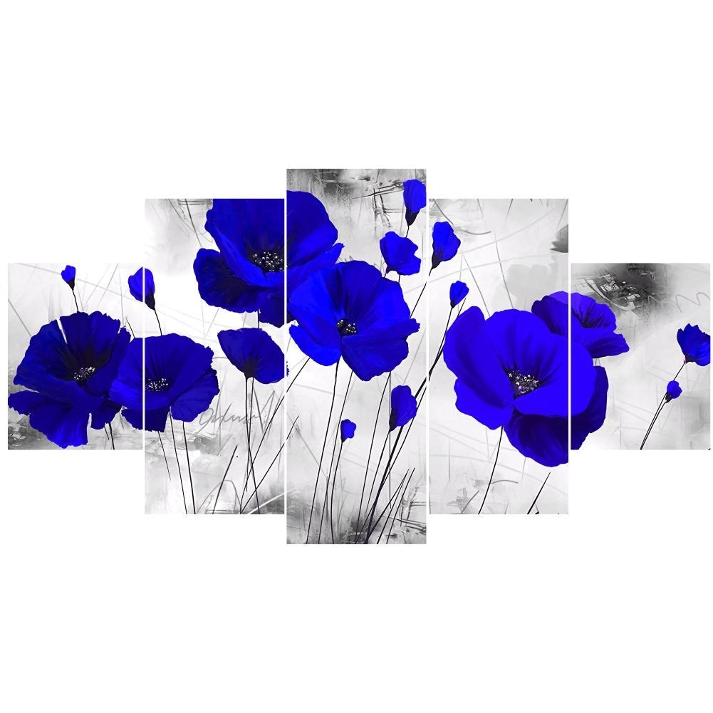 Quadro Decorativo Mosaico Papoula Azul - Quadros Decorativos para Sala | Display de Festa Infantil