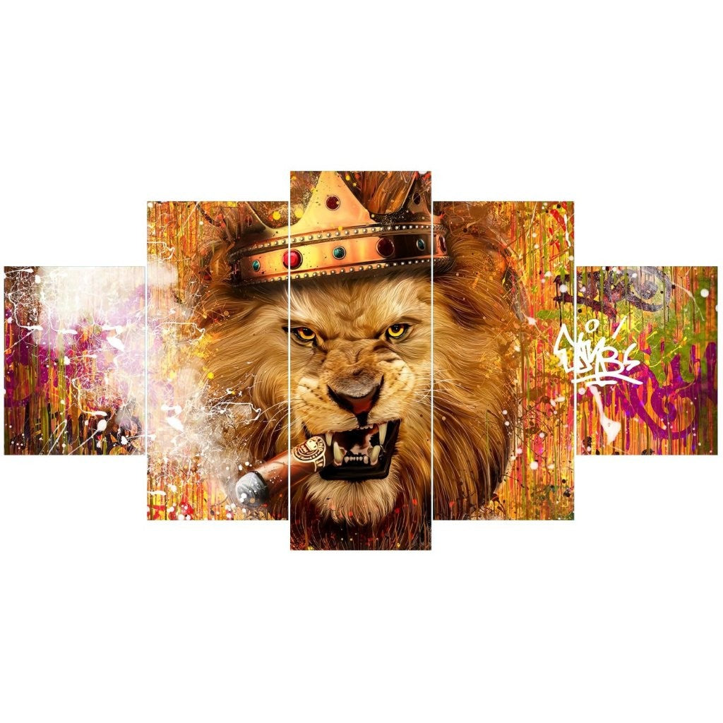 Quadro Decorativo Mosaico Leão Charuto - Quadros Decorativos para Sala | Display de Festa Infantil