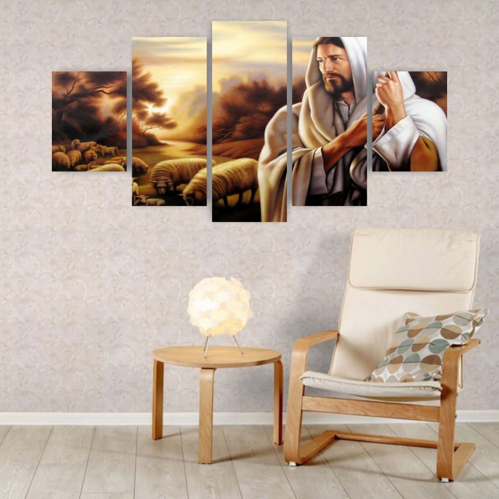 Quadros Decorativos Religioso Jesus Bom Pastor MDF Sala Quarto - Quadros Decorativos para Sala | Display de Festa Infantil