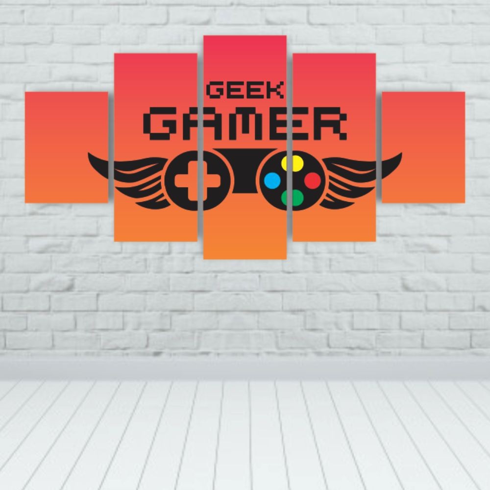 Quadros Decorativos MDF Gamer Geek Controle Laranja Sala Quarto - Quadros Decorativos para Sala | Display de Festa Infantil
