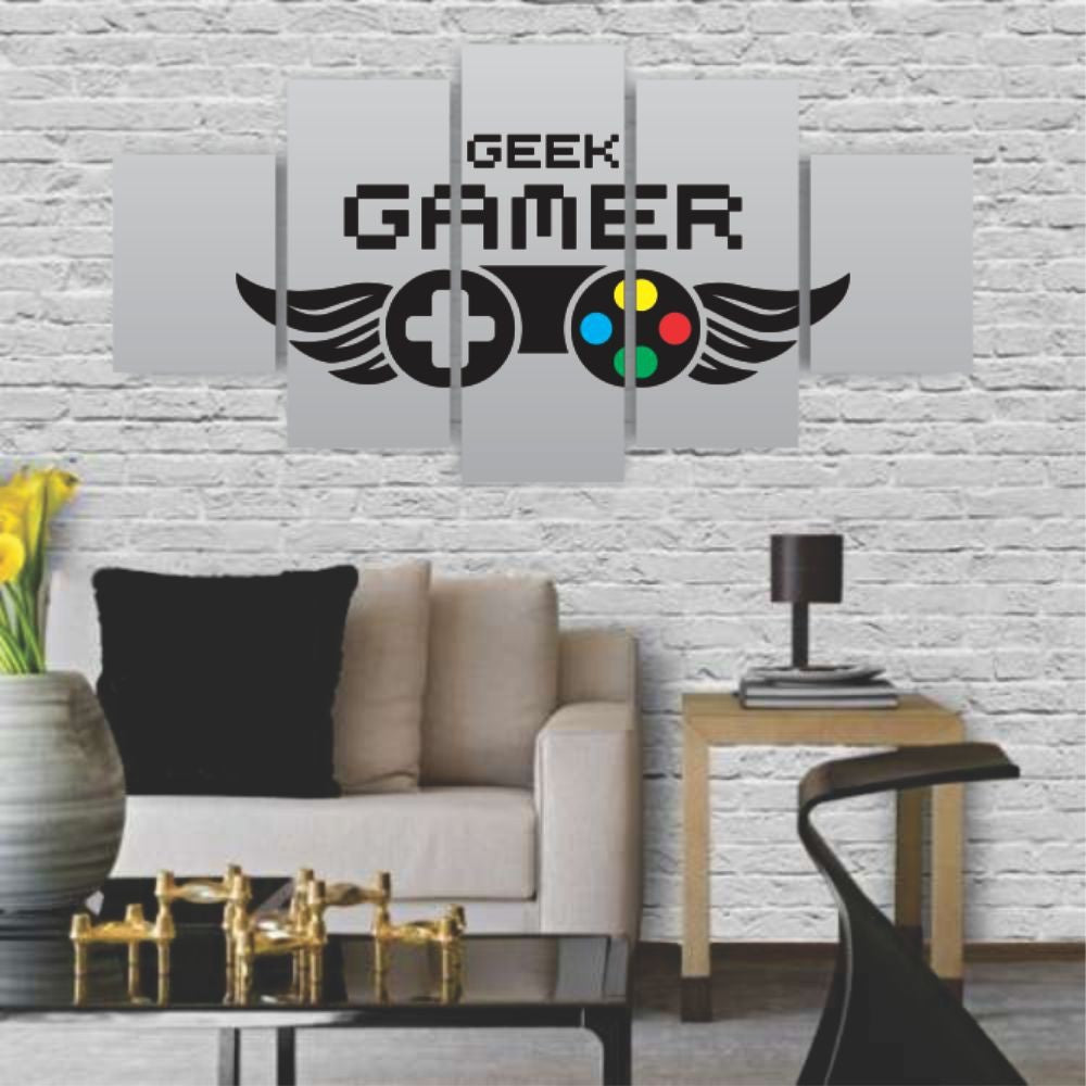 Quadros Decorativos MDF Gamer Geek Controle Cinza Sala Quarto - Quadros Decorativos para Sala | Display de Festa Infantil