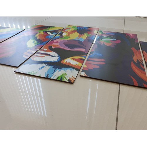 Quadros Decorativos Mosaico Mdf Leão Colorido 115x60cm - Quadros Decorativos para Sala | Display de Festa Infantil