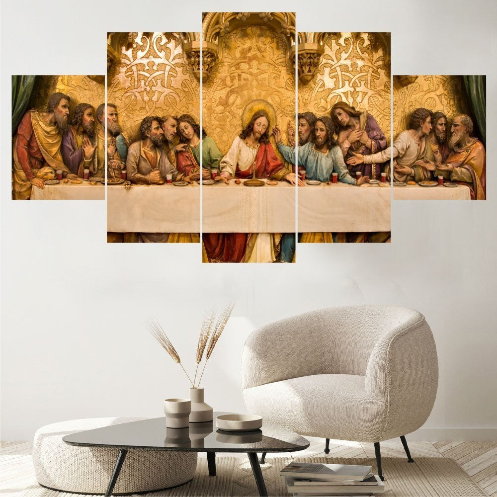 Quadro Decorativo Mosaico Santa Ceia Comunhão - Quadros Decorativos para Sala | Display de Festa Infantil