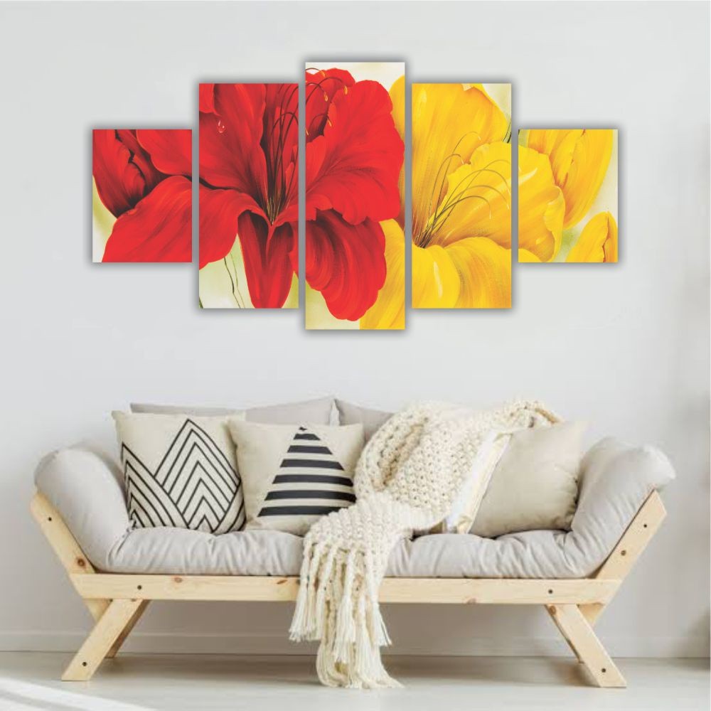 Quadro decorativo Flores Vermelhas e Amarelas 2 - Quadros Decorativos para Sala | Display de Festa Infantil