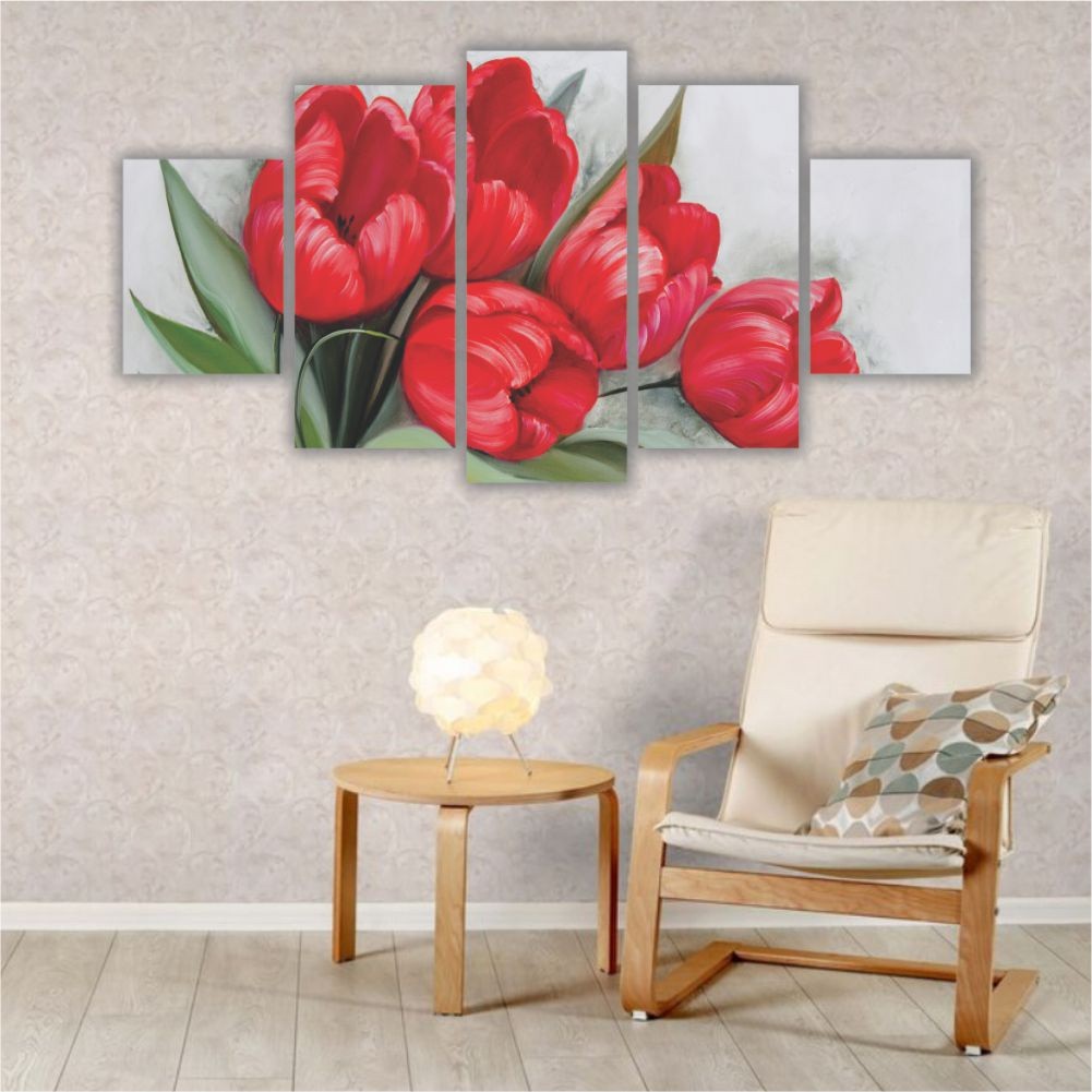 Quadro decoratico Flores Buque de Tulipas Vermelhas - Quadros Decorativos para Sala | Display de Festa Infantil