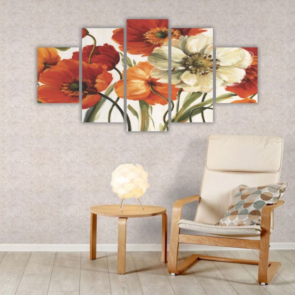 Quadro decorativo Floral Flores de Outono Laranja - Quadros Decorativos para Sala | Display de Festa Infantil
