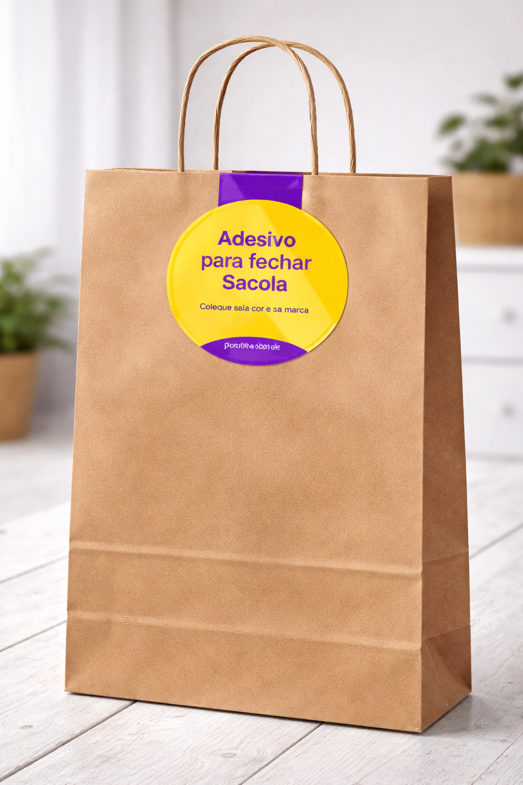 Lacre fecha sacolas 3x6cm e 4x8cm - Adesivo Personalizado com sua Logo.