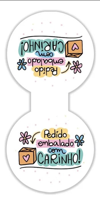 Lacre fecha sacolas 3x6cm e 4x8cm - Adesivo Personalizado com sua Logo.