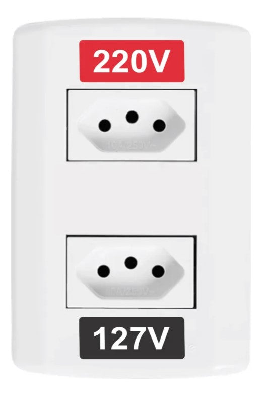160 Etiqueta Adesiva Tomada Voltagem 110v 220v - 2,5x1cm Cor Preto/Vermelho impresso 127v 220v