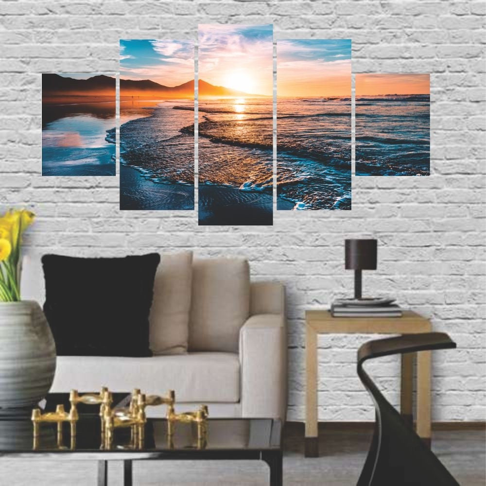 Quadros Decorativos Mosaico MDF Por do Sol ao Mar Agua - Quadros Decorativos para Sala | Display de Festa Infantil