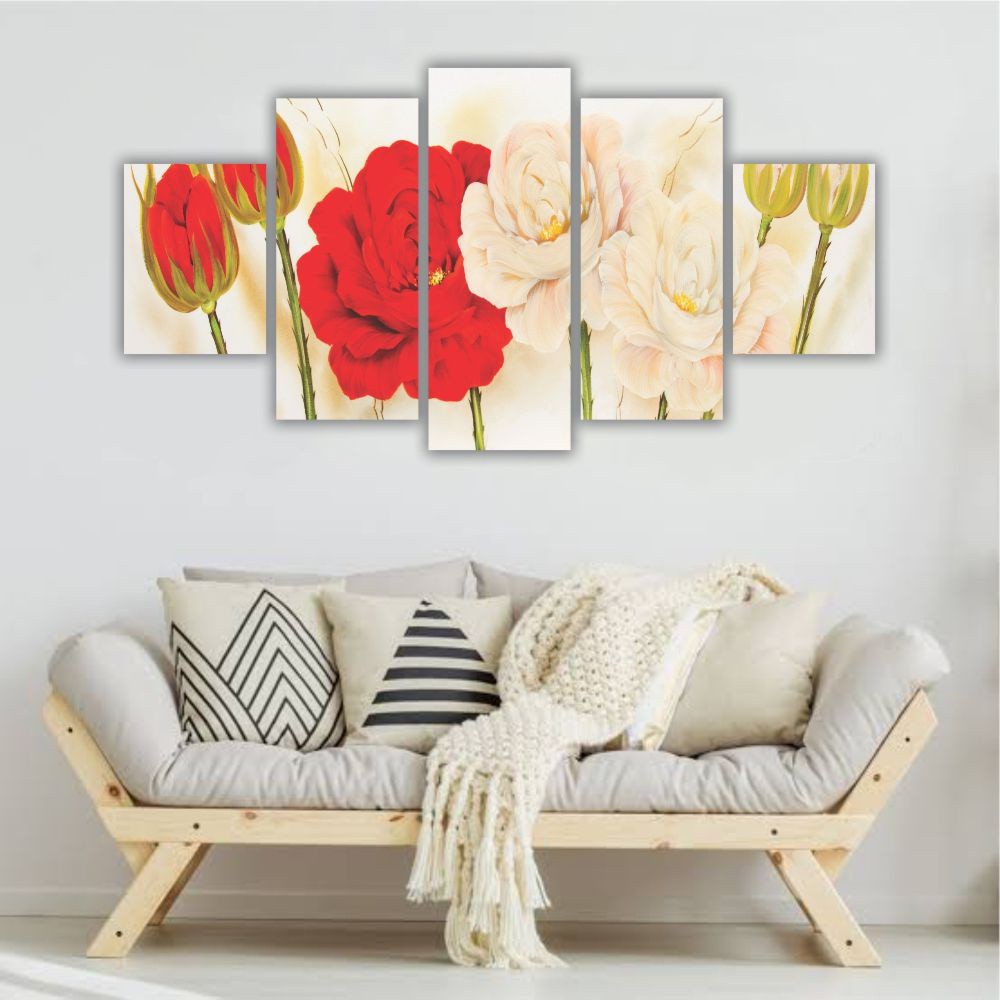 Quadro decorativo Floral Vermelho e Branco - Quadros Decorativos para Sala | Display de Festa Infantil