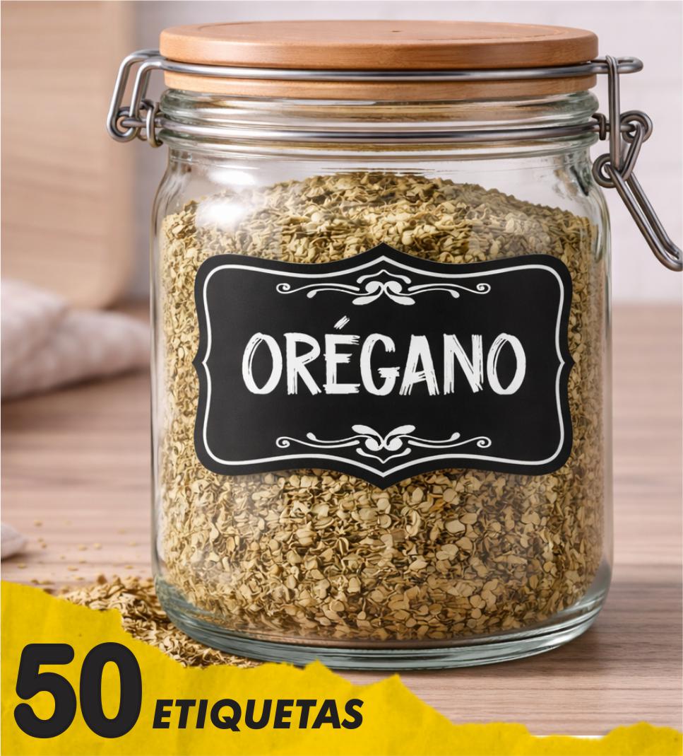 50 Adesivos Para Potes de Temperos Mantimentos Organizadores 5x3cm