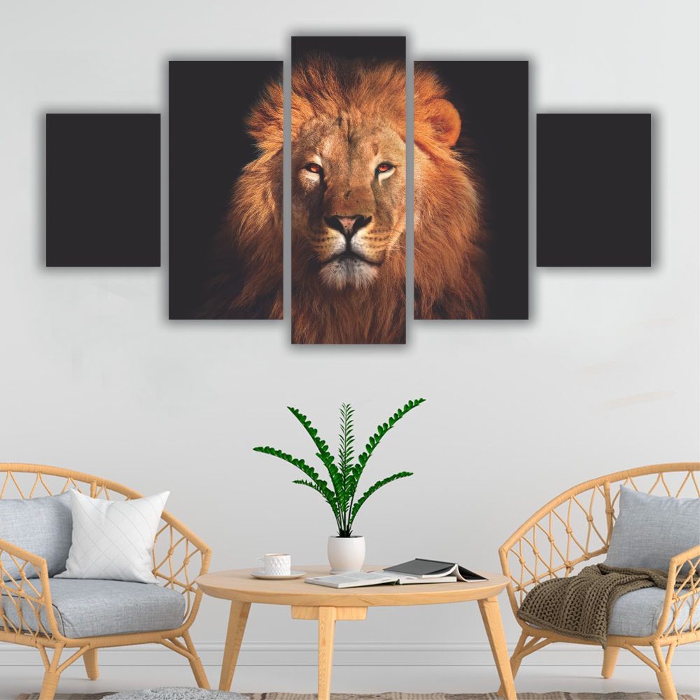 Quadro decorativo Leão de Judá Face Moderno Dourado - Quadros Decorativos para Sala | Display de Festa Infantil