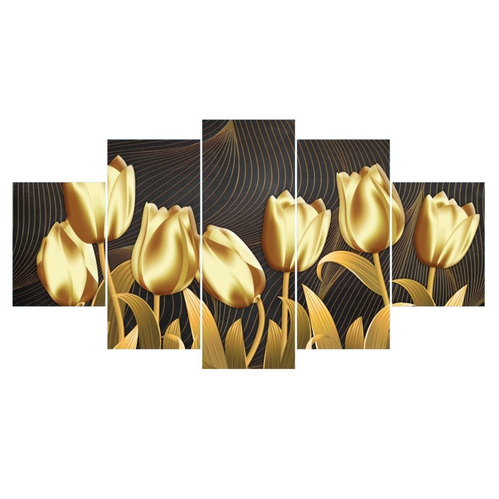 Quadro Decorativo Mosaico Flores de Ouro - Quadros Decorativos para Sala | Display de Festa Infantil