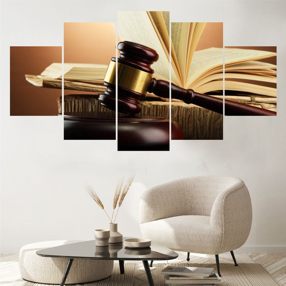 Quadro Decorativo Mosaico Malhete Símbolo Juízes - Quadros Decorativos para Sala | Display de Festa Infantil