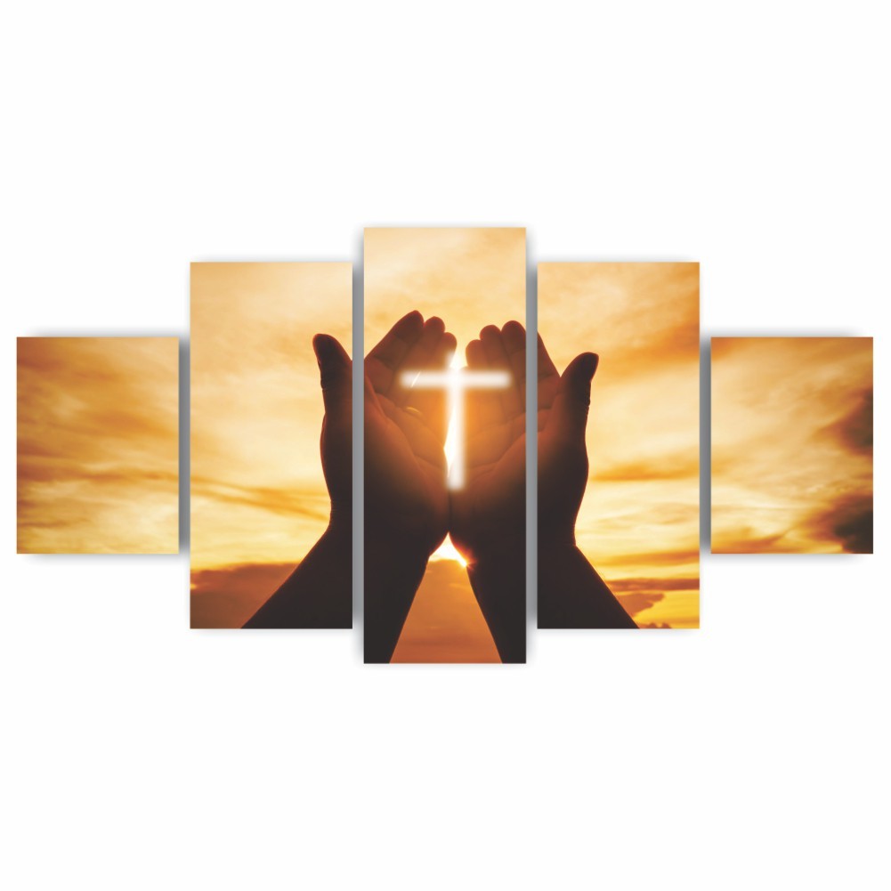 Quadros Decorativos Religioso Mãos ao Senhor Por do Sol Sala Quarto - Quadros Decorativos para Sala | Display de Festa Infantil