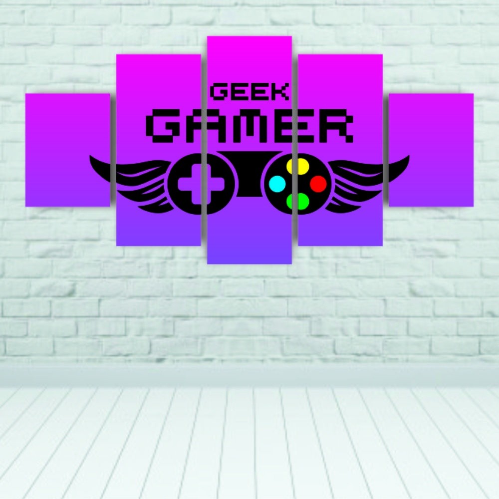 Quadros Decorativos Gamer Geek Controle Roxo Sala Quarto - Quadros Decorativos para Sala | Display de Festa Infantil