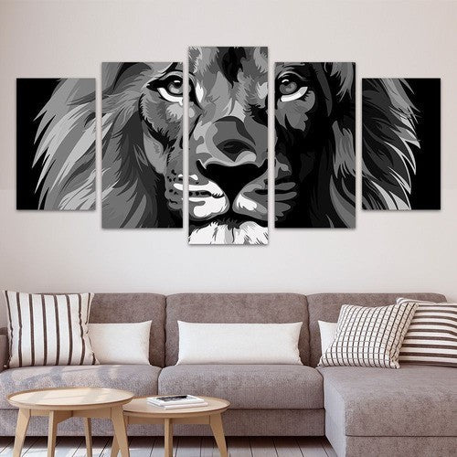 Quadros Decorativos Sala Leão Preto E Branco Religioso - Quadros Decorativos para Sala | Display de Festa Infantil