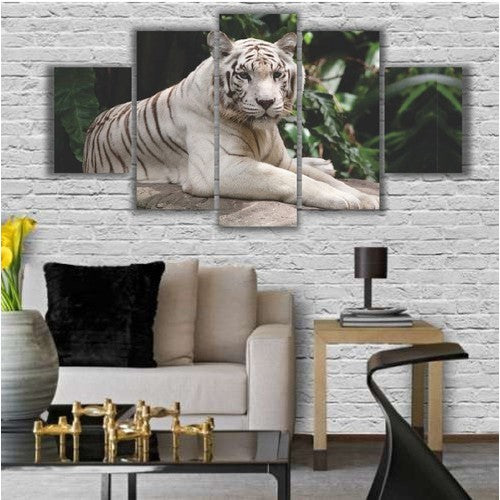 Quadros Decorativos Mosaico Tigre Branco Floresta 115x60cm - Quadros Decorativos para Sala | Display de Festa Infantil