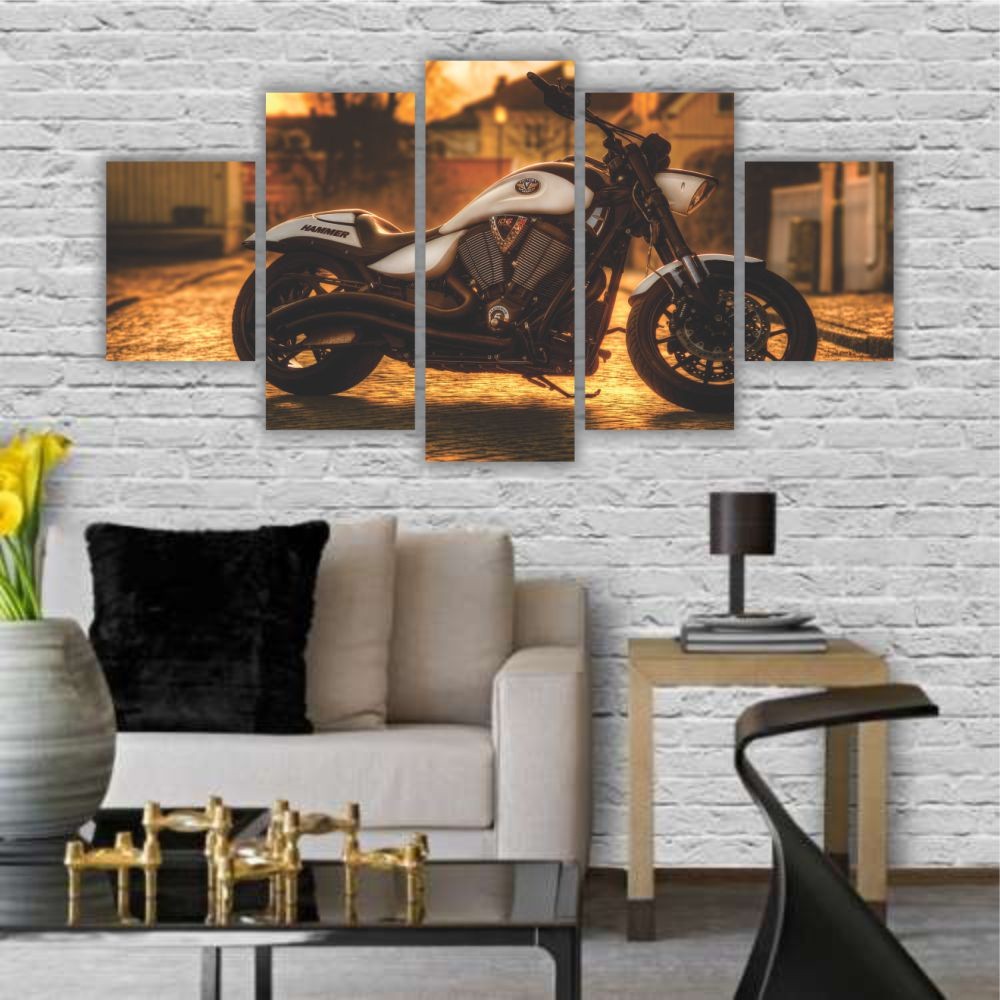 Quadro decorativo Moto Hammer Branca - Quadros Decorativos para Sala | Display de Festa Infantil