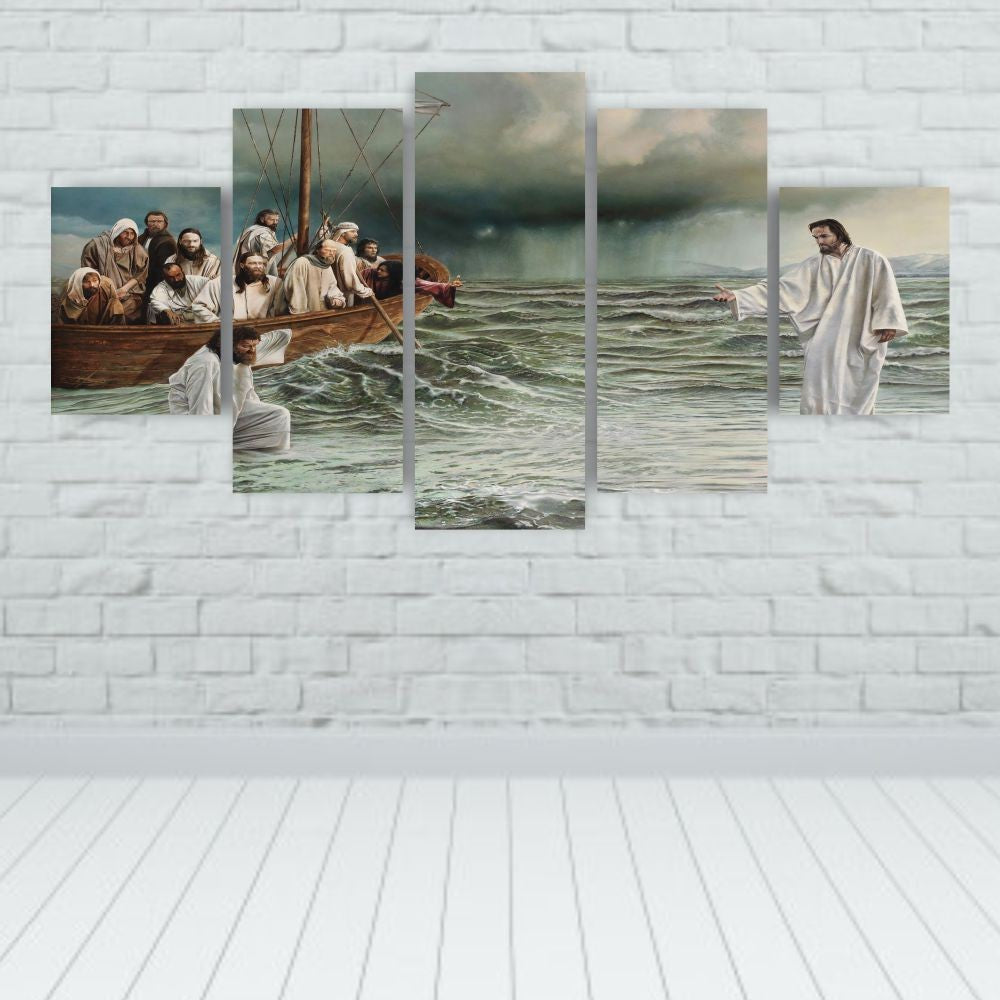 Quadros Decorativos Religioso Jesus sobre as aguas Mosaico MDF - Quadros Decorativos para Sala | Display de Festa Infantil