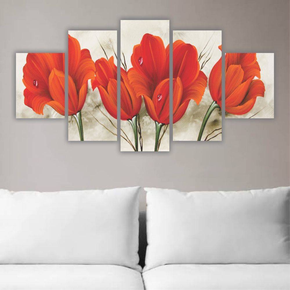 Quadro Decorativo Buquê de Tulipas Vermelhas 2 - Quadros Decorativos para Sala | Display de Festa Infantil
