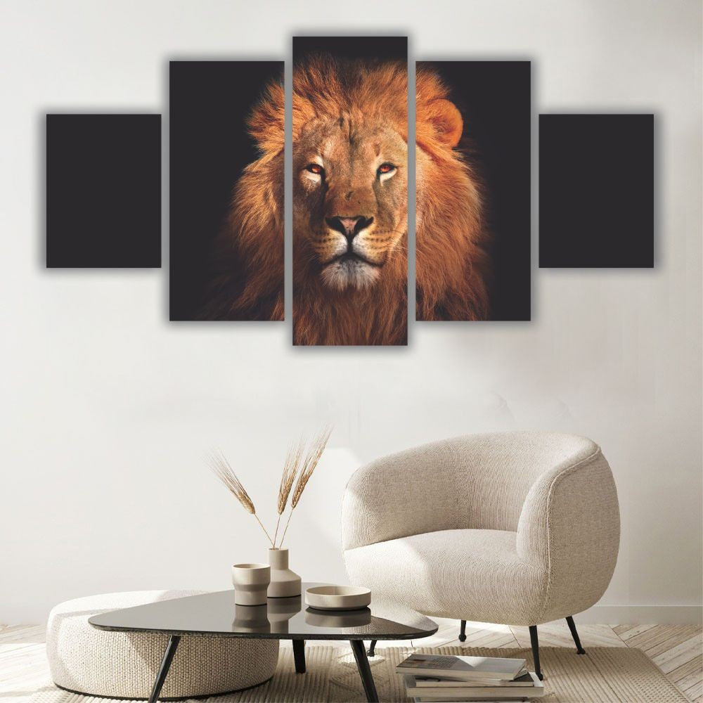 Quadro decorativo Leão de Judá Face Moderno Dourado - Quadros Decorativos para Sala | Display de Festa Infantil