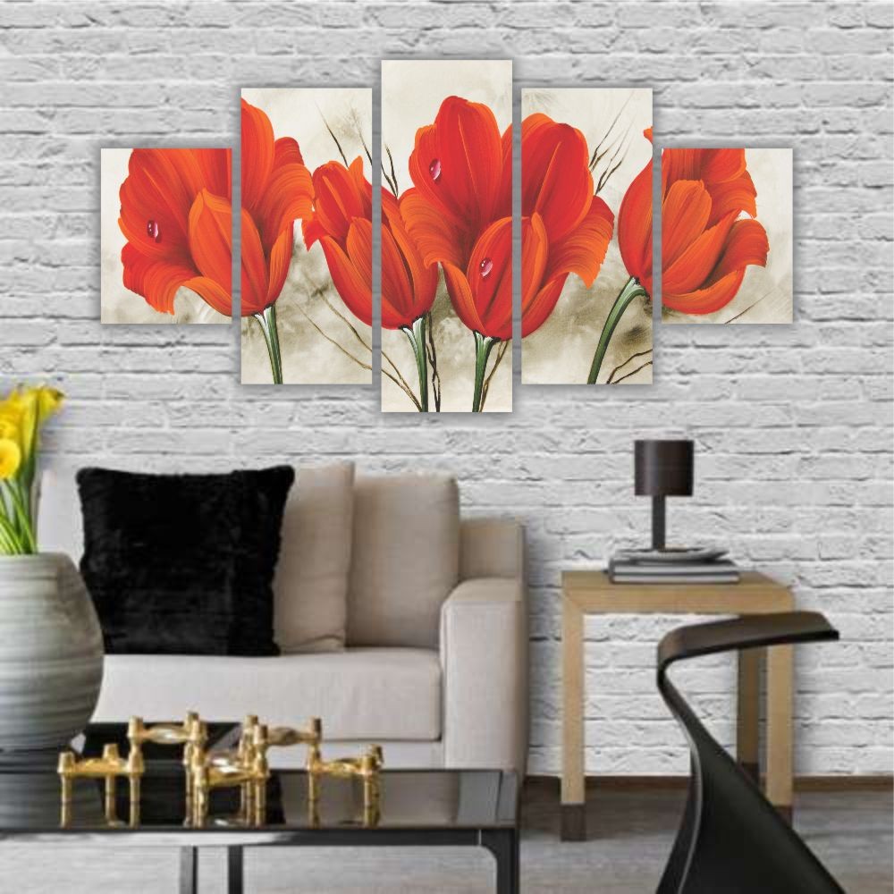 Quadro Decorativo Buquê de Tulipas Vermelhas 2 - Quadros Decorativos para Sala | Display de Festa Infantil