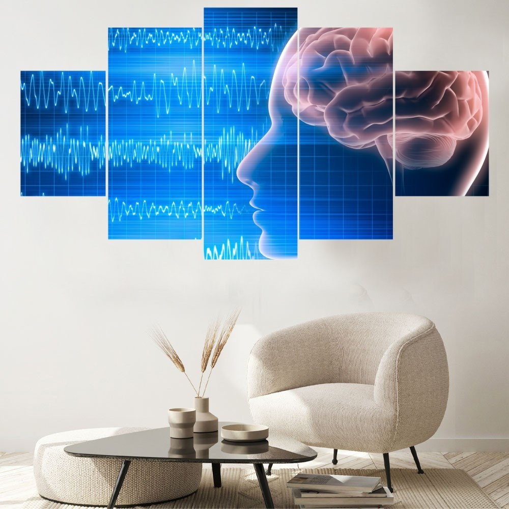 Quadro Decorativo Mosaico Medicina Encefalograma - Quadros Decorativos para Sala | Display de Festa Infantil