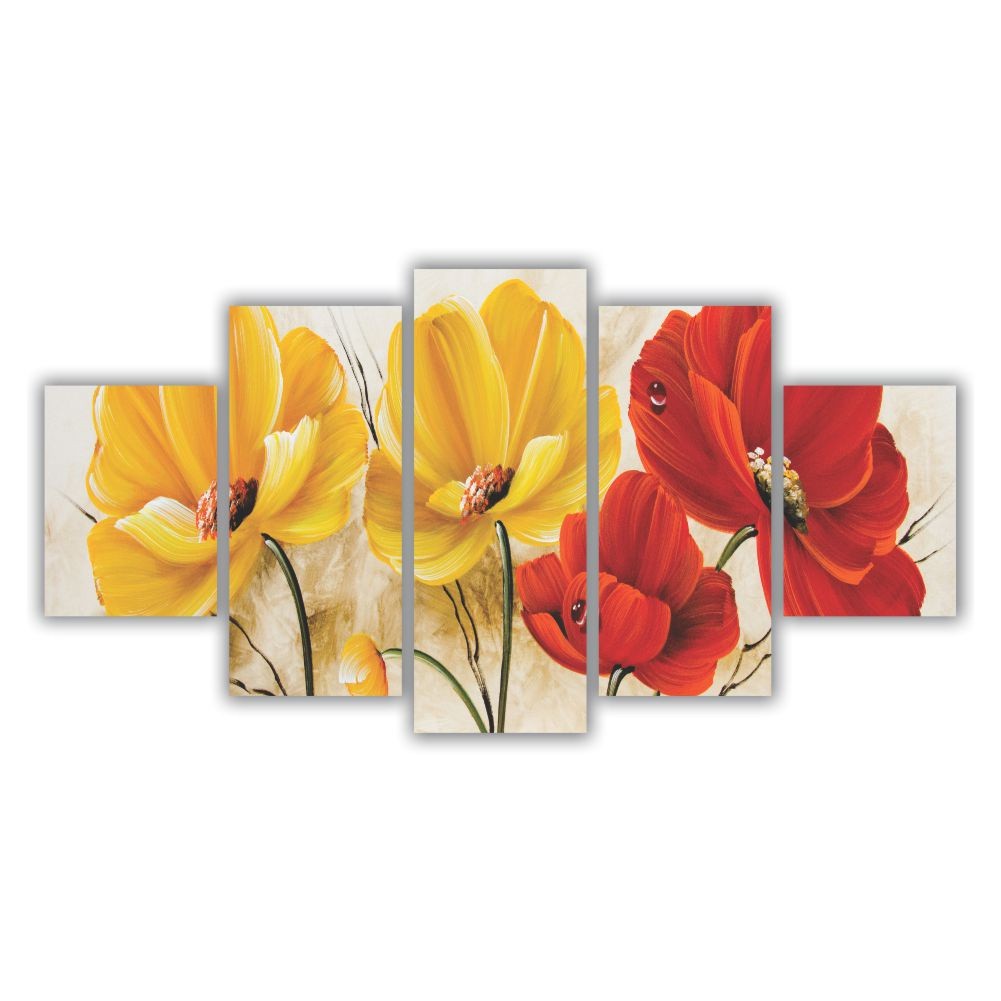 Quadro decorativo Flores Vermelhas e Amarelas - Quadros Decorativos para Sala | Display de Festa Infantil