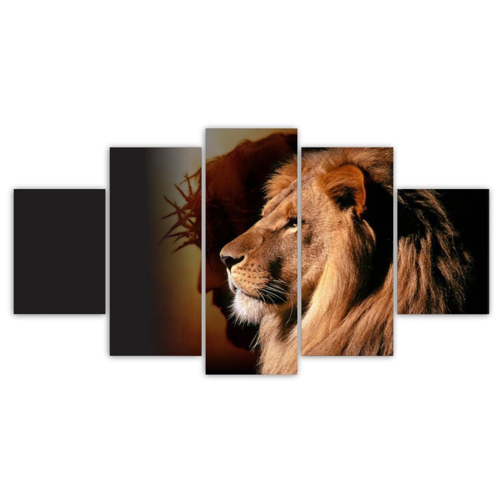 Quadros Decorativos Mosaico MDF Leão de Judá Jesus - Quadros Decorativos para Sala | Display de Festa Infantil