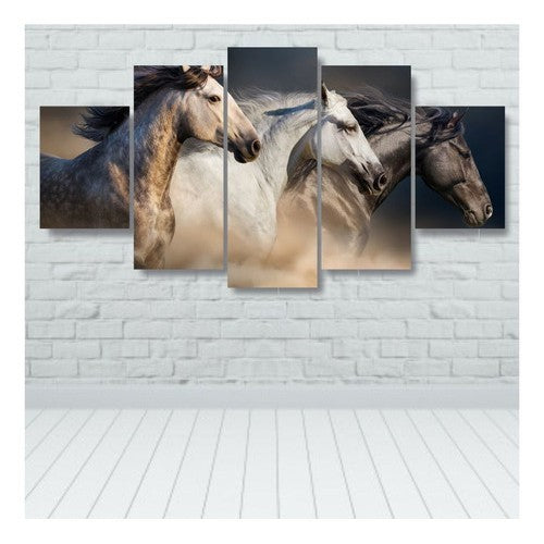 Quadros Decorativos Mosaico Sala Cavalos Fazenda 115x60cm - Quadros Decorativos para Sala | Display de Festa Infantil