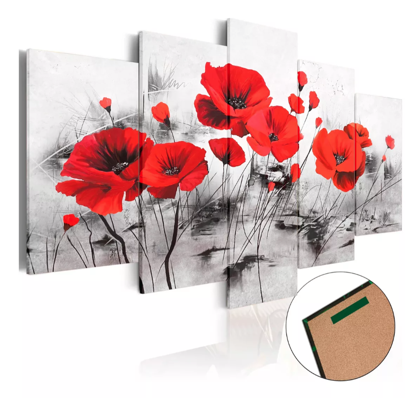Quadros Decorativos Sala Quarto Flor Papoula Vermelha - Quadros Decorativos para Sala | Display de Festa Infantil