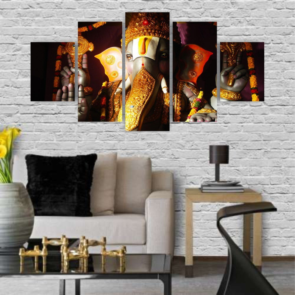 Quadros Decorativos Mosaico Mdf Lord Ganesha Faces Sala Quarto 115x60cm - Quadros Decorativos para Sala | Display de Festa Infantil