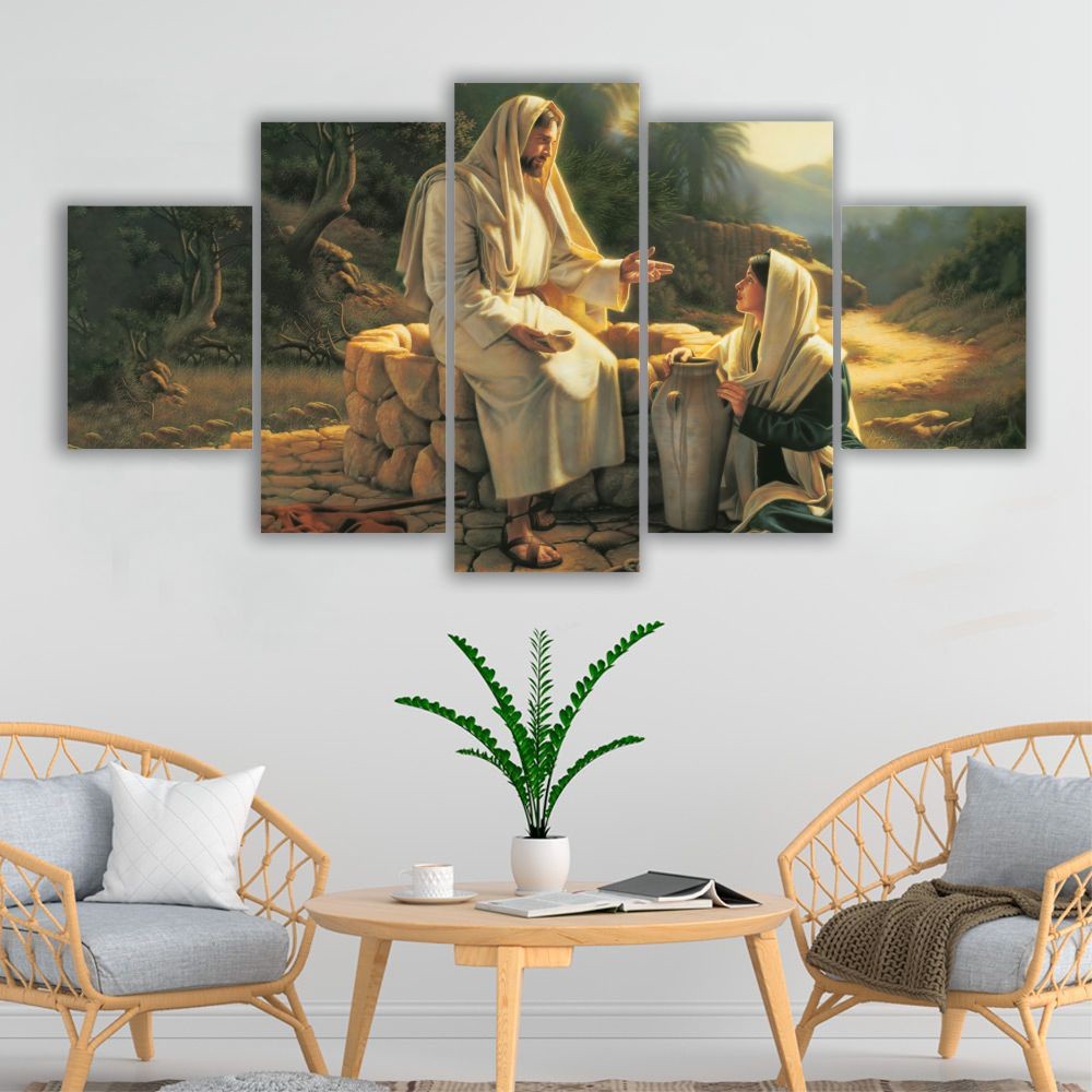 Quadro decorativo Encontro de Jesus Cristo e a Samaritana à beira do poço - Quadros Decorativos para Sala | Display de Festa Infantil