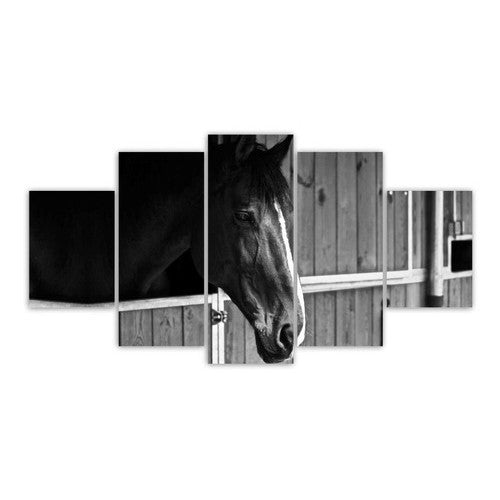 Quadros Decorativos Mosaico Cavalo Preto E Branco 115x60cm - Quadros Decorativos para Sala | Display de Festa Infantil