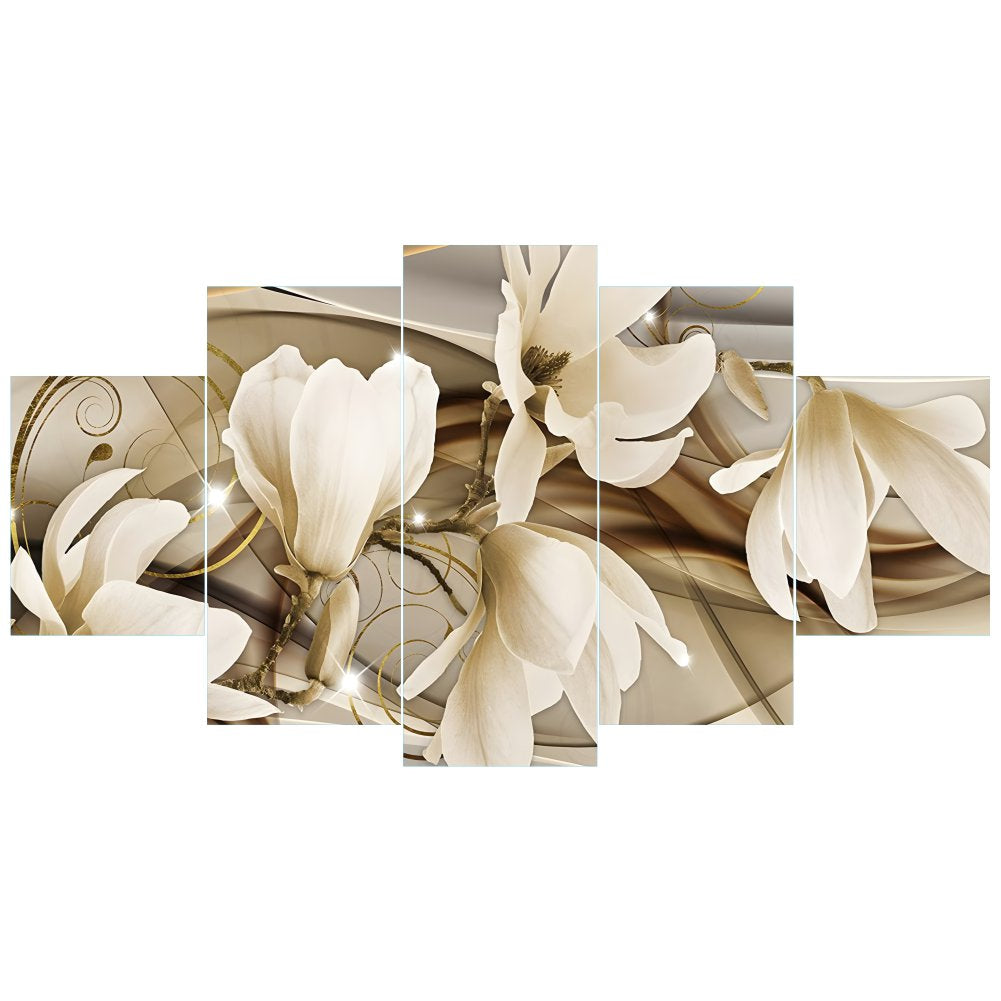 Quadro Decorativo Mosaico Flores de Lírios Dourada - Quadros Decorativos para Sala | Display de Festa Infantil