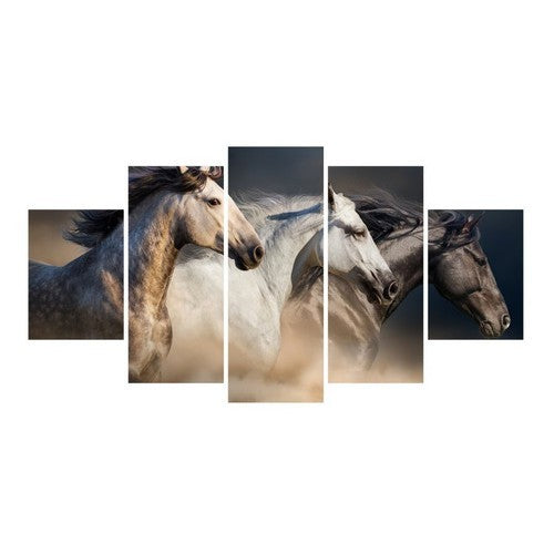 Quadros Decorativos Mosaico Sala Cavalos Fazenda 115x60cm - Quadros Decorativos para Sala | Display de Festa Infantil