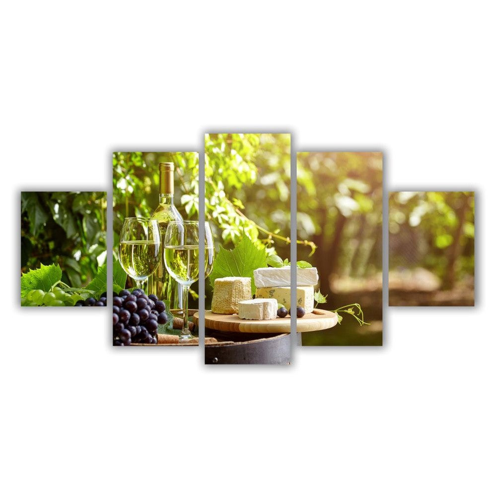 Quadro decorativo Taça de Vinho e Queijo - Quadros Decorativos para Sala | Display de Festa Infantil