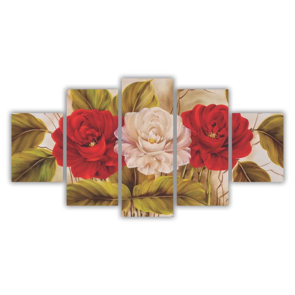 Quadro Decorativo Floral Rosas Brancas e Vermelhas - Quadros Decorativos para Sala | Display de Festa Infantil